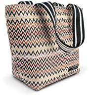 Iris Barcelona Kilim ZigZag Lunch Bag, Bolsa Térmica Porta Alimentos Estilo Tote, Interior Termoinsulado BPA Free, Bolsillo Interior, Cierre de Cremallera y Doble Asa, 33 x 14 x 23 cm 3,7 l Crema