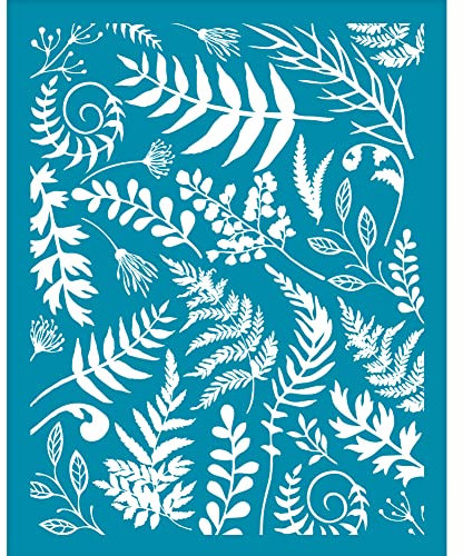 OLYCRAFT 10x12.7cm Clay Stencils Fern Leaf Pattern Silk Screen for Polymer Clay Leaf Silk Screen Stencils Mesh Transfer Stencils Plant Theme Mesh Stencil for Polymer Clay Jewelry Making