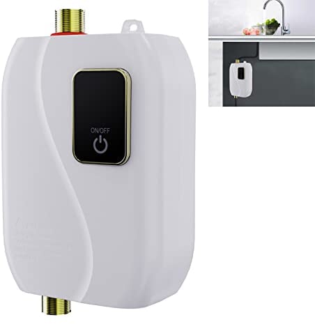 Instant Water Heater, 3000W Tankless Electric Heating Element Energy Efficient Water Heater for in-Line Sinks,Under Sink, and Showers with LCD Display (White)