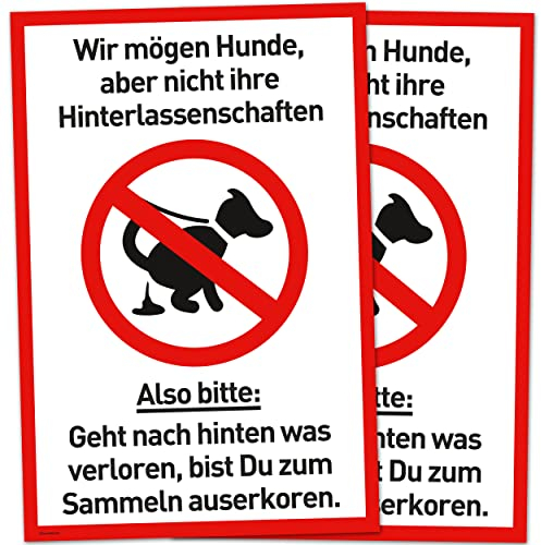 2er Set Schild Hunde kacken verboten (20 x 30 cm Kunststoff) - Lustig - Kein Hundeklo - Hundekot Schild - Hunde Verbotsschilder - Hundeschilder