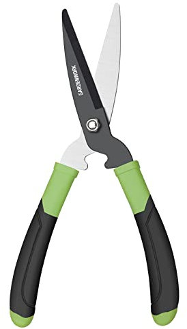 GARDENWORK Hedge Shears, SK5 Alloy Straight Blades, 40cm Ambidextrous Green Handle, Bypass Style, Ideal for Gardening, Hedges, Shrubs and Bushes