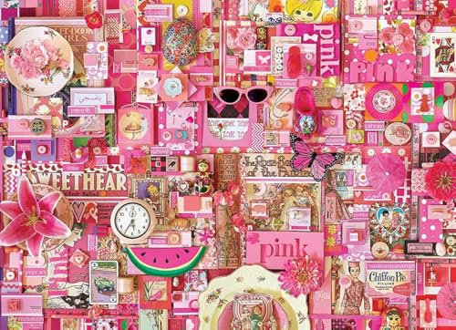 Cobble Hill Puzzle mit 1000 Teilen – Rainbow Collection: pink – Beispielposter enthalten