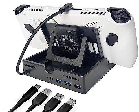 JOYSOG für Rog Ally Dock, Steam Dockingstation mit Lade-USB-C-Anschluss für ASUS ROG Ally Handkonsole unterstützt Typ-C PD/60W USB 3.0 Ports (4-in-1)
