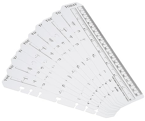 PATIKIL 8.7x1.8 Lesezeichen Lineal 10 Pack Steckbar Lineal Seitenmarker Buchzeichen Messgeräte für A5 Größe 6-Loch Bindemittel Notebook Klar