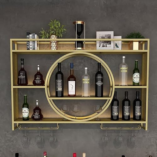 Portabottiglie Da Parete Con Ripiano Espositivo, Metallo Porta Vino, Vetrinetta Pensile, Espositore Creativo Per Vino, Cremagliera Pensile, 140cm