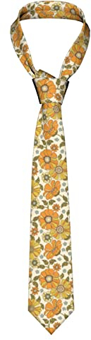 SJOAOAA Herren Krawatten Bunte Retro 70er Jahre Blume Männer Krawatten Neuheit Dünn Krawatte Für Business Party Hochzeit Anzug, Schwarz , Einheitsgröße