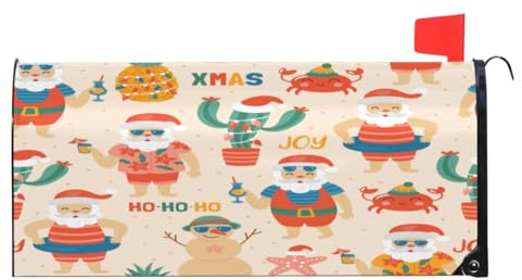 Briefkastenabdeckung mit Weihnachtsmann, Schneemann, Kaktus, magnetisch, wasserdicht, für den Garten, Hof, Heimdekoration für den Außenbereich, Standardgröße 52,8 cm L x 45,7 cm B