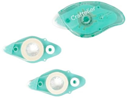 Craftelier - Kit de distributeur adhésif avec ruban adhésif double face permanent + 2 recharges | Conçu pour projets de scrapbooking et travaux manuels | Dimensions du ruban 8 mm x 7 m - Couleur