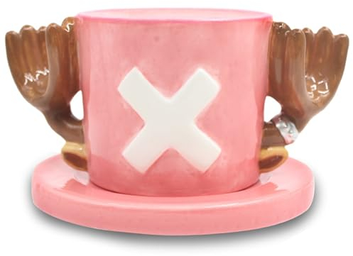 Roffatide Anime Tony Chopper Coffee Cup Sabo hat Ceramic Coffee Tea Milk Cup Office Cup regalo de cumpleaños de Navidad o recuerdo rosa