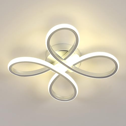 LED Deckenleuchte, Moderne Flower Form Design LED Deckenlampe, Neutrales Licht 4500K, 30W Silber LED Lampen Deckenlampen aus Aluminium für Wohnzimmer Schlafzimmer Küche, 30CM