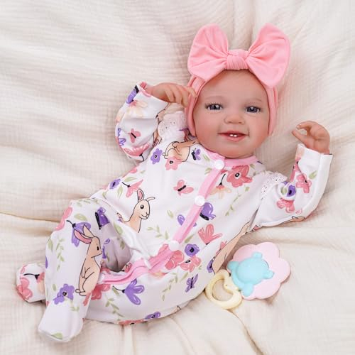 BABESIDE Lifelike Reborn Baby Dolls - 20-Inch Soft Body Realistic-Newborn Smile Baby Girl Doll Handmade Poseable Real Life Baby Dolls with Toy Accessories Set for Collection