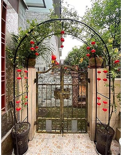 Große Torbogen Rosenbogen Aus Metall, Breite 120 140 180 240 300 350cm, Rosenbogen Holz wetterfest,für Rosen Blumen im Garten Terrasse/Kletterpflanze,W240*H220cm