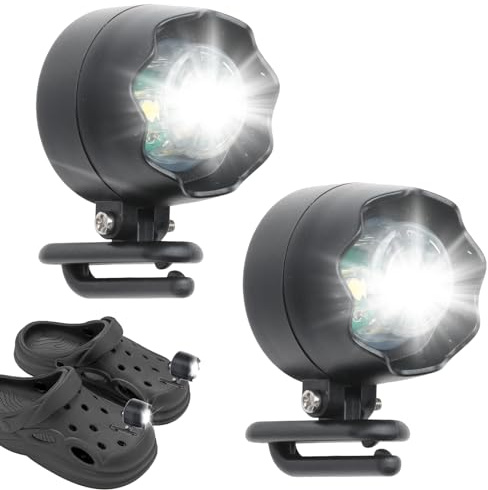 2 Pcs Headlights for Croc Shoe Decoration Charms, Shoes Lights for Dog Walking, IPX5 Waterproof with 3 Light Modes, Long-Lasting Shoe Light Charms for Walking, Cycling and Running at Night