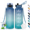 Honeyholly Gourde 1.5l, Étanche & Réutilisable, Bouteille, Motivation avec Filtre Gourde, Bouteille d'eau, Gourde Sport pour Gym, Adulte, École, Bureau, Yoga, Camping
