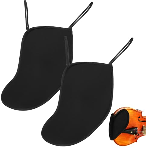 Newellsail Almohadilla para Mentón de Violín Protector de Esponja de Algodón Suave 4/4-3/4 Reposabrazos para Barbilla de Violín 2 Piezas Negro