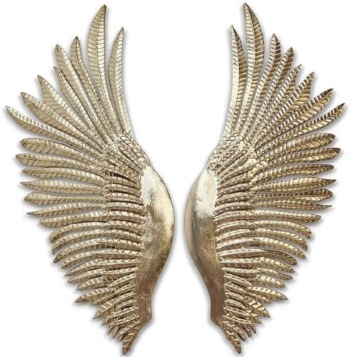 Casa Padrino Luxus Wanddeko Engelsflügel Gold 41,3 x 5,7 x H. 102,9 cm - Dekorative Metall Flügel - Deko Accessoires