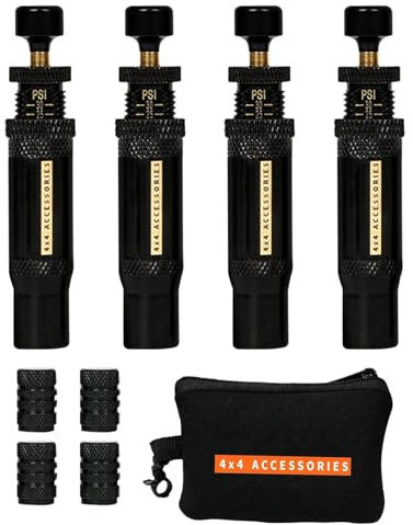Deflactores de neumáticos con aire comprimido,Desinfladores de neumáticos todoterreno | Kit de válvula desinfladora de neumáticos ajustable | 4 piezas (10-30 PSI) 4x4 herramienta de inflado de neumáti