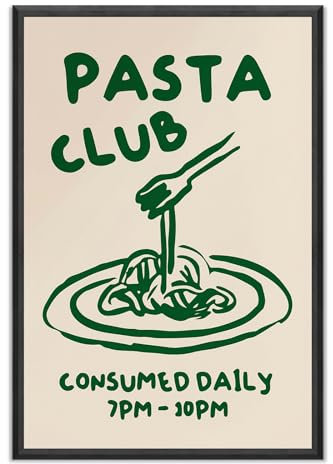 Arte de pared moderno para cocina, decoración de pared de pasta italiana, arte de pared colorido divertido para cocina, decoración de pared, póster para restaurante, cafetería, ilustración gourmet,