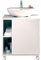 briebe Mueble Baño Bajo Lavabo Pie Armario Auxiliar para Lavabos con o sin Pedestal 64x59x45 cm, 1 Puerta, Espacio de Almacenamiento 6 Estantes, Esencia (Blanco Brillo)