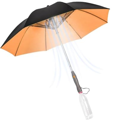 JSNKJLMN Paraguas con bloqueo UV con ventilador, paraguas 3 en 1 con ventilador y niebla, paraguas de refrigeración con ventilador, recargable por USB, protección UV, para camping, viajes, amarillo,