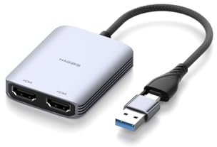 Hagibis Adaptateur USB 3.0 ou USB-C vers double HDMI pour Mac & Windows, convertisseur MST double écran, triple écran pour puce Apple M1/M2/M3, répartiteur HDMI pour MacBook Pro Air Mac Mini Studio
