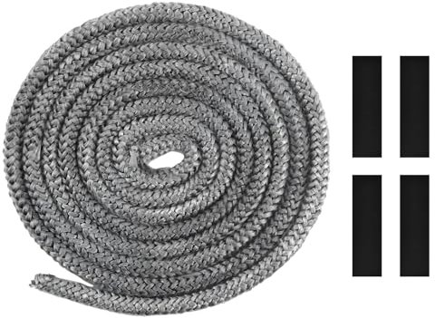 Dichtschnur, Dichtungsband für Kaminofen, 14mm x 2,5m, mit 4 Fugenbändern, Dichtungslinie für Kamintüren