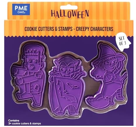 PME Halloween Tagliabiscotti ad Impressione - Personaggi Spaventosi (Set di 3)