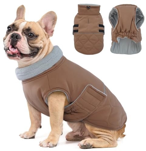 Hjumarayan Hundemantel, Wattierend Winterjacke mit Geschirr Offnung, Warme Wintermantel Gefüttert Kleidung Mantel für Corgi, Cocker Spaniel (Braun L)