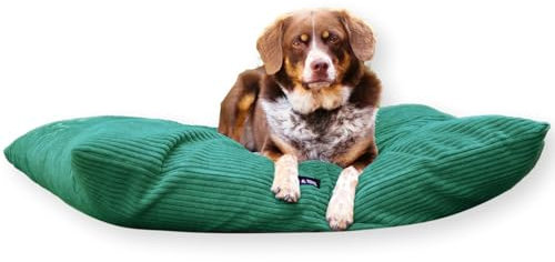 4L Textil ZOE Hundekissen Kordsamt mit Bezug waschbar Hundekissen Kordsamt Kissen (100 x 80 cm, grün gestreift)