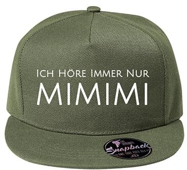 DELUNO Ich höre Immer nur mimimi Unisex Kappe Classic Cap mit geradem Schirm One Size Einheitsgröße für Männer und Frauen Khaki (Cap-440-Khaki)