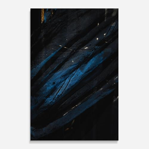 ARTHUB® Glasbild 50x70 cm, 5mm ESG | Moderne Wandbilder aus Glas für Wohnzimmer & Schlafzimmer, Wanddekoration, Wohnkultur, Abstrakte, Blue Lines