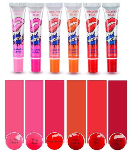 AHEJIOO 6 Pcs lipgloss, Lip Stain, Mattes Lippenstift Set, 6 Farben, langanhaltend, lip tint wasserfest, lip stain peel off schminke, bis zu 12 Stunden Halt