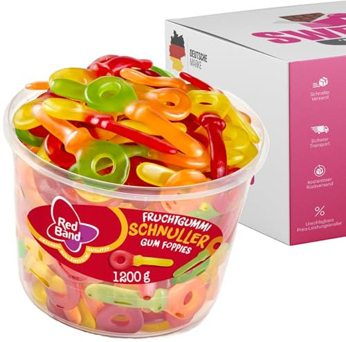 Red Band Fruchtgummi Dosen | Saure Zungen, Pilze, Schnuller & Mehr | Großpackungen für Party, Büro oder als Geschenk (Fruchtgummi Schnuller 1200g)