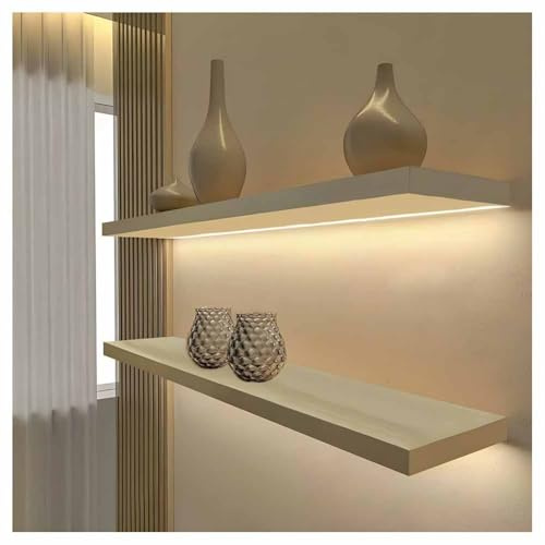 LXHELIVERY 1 Stück Schwebendes Regal, Mit Beleuchtetem LED-Licht-Displayständer, Schweberegale Zur Wandaufbewahrung, Für Schlafzimmer, Wohnzimmer, Küchen, Bars(Natural,60X18X3 cm)