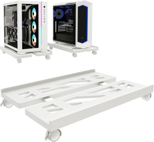 Soporte para PC, Soporte móvil para CPU, Ruedas giratorias con Freno, Accesorios para Ordenador, componentes y Accesorios para Ordenador, para el hogar, la Oficina y los Jugadores (Blanco)