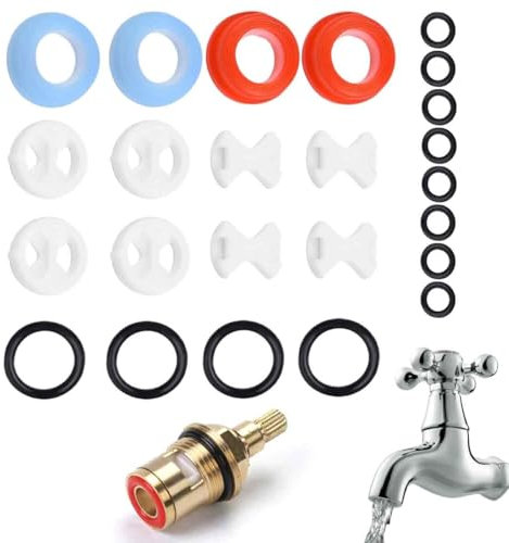 24Pcs Tap Washers & O-Rings for Mixer Taps - 1/2 Turn Ceramic Discs Repair Kit