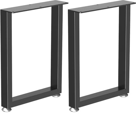 GUOHNHE Lot de 2 Pieds de Table Métal, Jambes de Meubles Industriel, Base de Bureau DIY en Fer pour Banc, Canapé, Plan de Travail, Noir, 42.5 x 25 x 7 cm, SGK001B