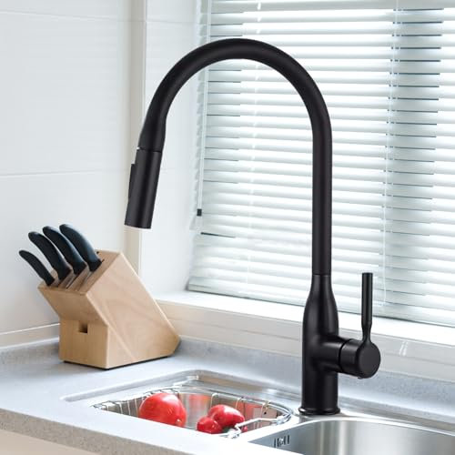 DOKKOME Robinet de cuisine extensible 2 modes avec douchette extractible Noir