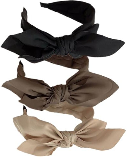 Haarbänder für Damen, Boho-Stil, modisch, elastisch, gedreht, Haarschal, hübsche Fliege, Haarbänder, breit, 3 Stück