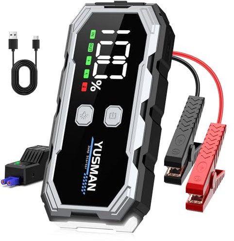 YUSMAN Booster Avviamento Auto - 4000A avviatore emergenza per auto(7.0L Gas or 5L Diesel), Portatile Avviatore Batteria, Starter Batteria Auto con LED/LCD