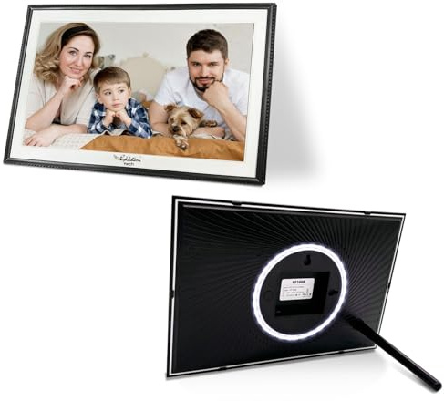 Digitaler Bilderrahmen mit 10.1 Zoll. LED-Farben, 1280x800 HD-Touchscreen, WiFi, 32GB Speicher, Auto-Rotation & App-Steuerung – Drahtlos Fotos teilen, ideales