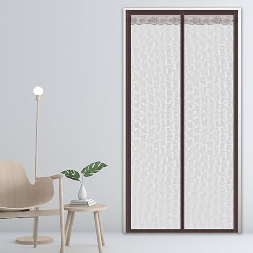 MEEYI Couverture de Porte Moustiquaire Thermique 105x215cm, Étanche Résistant au Vent Rideau en Coton Coupe, Vent Facile a Poser nécessités par Temps Froid Semi, Transparent