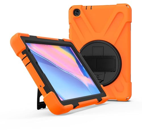 Funda de silicona compatible con Samsung Galaxy Tab A 8 2019 de 8.0 pulgadas SM-P200/P205, resistente, a prueba de golpes, con correa para el hombro, funda protectora de silicona para niños (naranja)