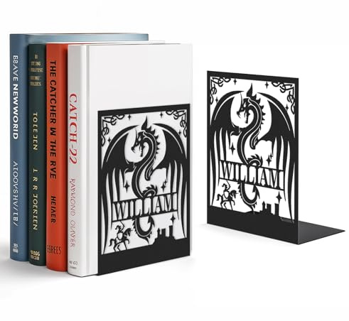 Personalisierte Drachen Buchstützen, Einzigartige Metall Buchenden für Regale, Individuelle Drachen Bücherregal Dekor, Bücherregalhalter für Zuhause Büro, Geschenke für Bücherliebhaber Farbe04