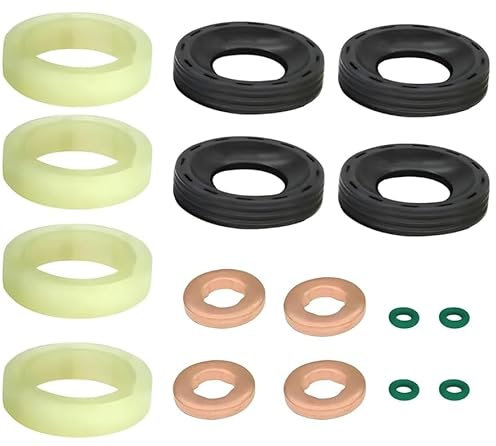 Fuel Nozzle Seal Kit 12PCS, Fuel Injector Seal Washer O-Ring Kit, Diesel Injector Sealing Washer O-Ring Protectors Buckles Replacement (Green)