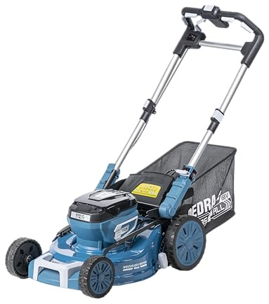 Tondeuse à Gazon sans Fil Dedra 2800-3200 TR/Min, Largeur de Coupe 46 cm, Lame en V, Hauteur de Coupe 30-75 mm, 8 Positions, Moteur sans balais, Fonctionnement Silencieux, Panier collecteur de 65 l