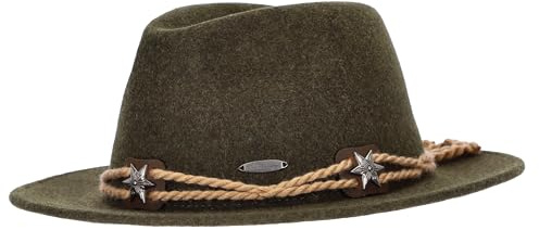 Steigenhöfer Original Herren Trachtenhut, Filzhut, Wanderhut Tiroler Art - Georg - Größenverstellbar - Mit Schweißband - 100% Schurwolle - Zum Förstern, Wandern & Oktoberfest - Grün - 59