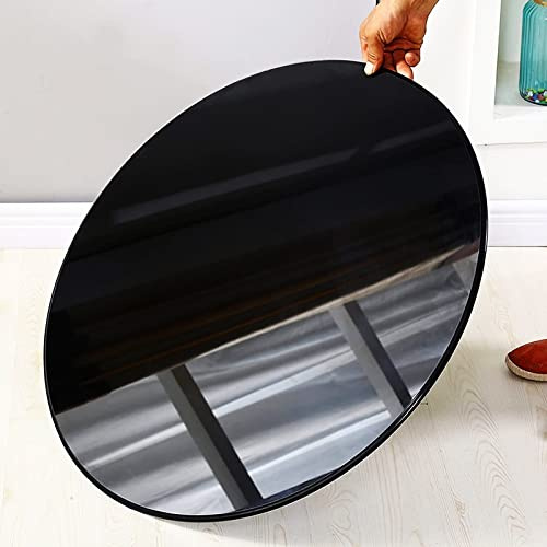 Mesa de cristal templado transparente, redonda, 40-80 cm, color negro y marrón, ideal para exteriores, patio, cocina, comedor y mesas de centro, elegante y diseño