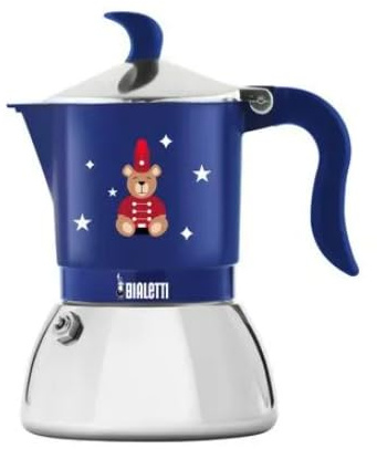 Bialetti Fiammetta Induction Orsetto Natale 2025, Moka in Alluminio, con Base in Acciaio, Adatta ai Piani ad Induzione Caffettiera Blu, Edizione Speciale Joyful Memories