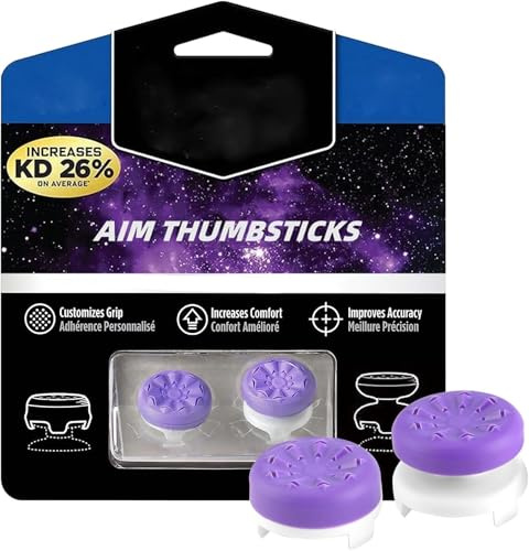 2 Stück Silikon Thumbsticks Griffe Mützen für PS4 PS5 Controller | Erhöhter Controller Aufsatz 1 x Hoch 1 x Mittel Thumbsticks Stick Schutz Aim Assist Reduzieren Daumen Müdigkeit, Lila